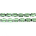 Glass Fire Polished Table Cut Window Bead - Oval 09x6MM TOURMALINE with SILVER