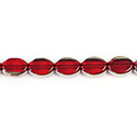 Glass Fire Polished Table Cut Window Bead - Oval 11x8MM SIAM RUBY with GOLD