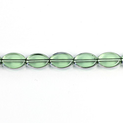 Glass Fire Polished Table Cut Window Bead - Oval 11x8MM TOURMALINE with SILVER