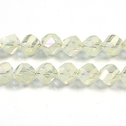 Chinese Cut Crystal Bead - Helix Twisted 08MM CRYSTAL 1/2 FROST YELLOW LUMI