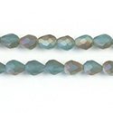 Chinese Cut Crystal Bead - Pear 07x5MM MATTE AQUA 1/2 LUMI