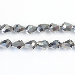 Chinese Cut Crystal Bead - Pear 07x5MM SILVER METALLIC