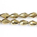 Chinese Cut Crystal Bead - Pear 11x8MM GOLD METALLIC