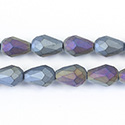 Chinese Cut Crystal Bead - Pear 11x8MM MATTE JET AB