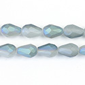 Chinese Cut Crystal Bead - Pear 11x8MM MATTE CRYSTAL 1/2 GREEN