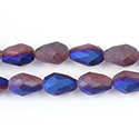 Chinese Cut Crystal Bead - Pear 11x8MM MATTE RUBY 1/2 BLUE