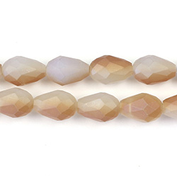 Chinese Cut Crystal Bead - Pear 11x8MM MATTE WHITE OPAL 1/2 LUMI