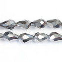 Chinese Cut Crystal Bead - Pear 11x8MM SILVER METALLIC