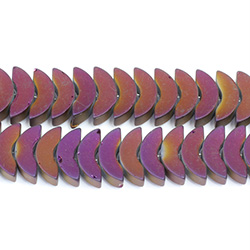 Glass Lampwork Bead - Crescent 06x15MM MATTE CRYSTAL HELIO PURPLE