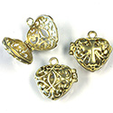 Brass Bead Cage Locket Side Hinge with Loop - Heart 19x19MM RAW Unplated