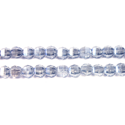 Chinese Cut Crystal Bead - Round Step Cut 04MM  Coated LT BLUE LUMI on Crystal