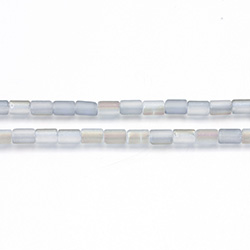 Glass Bead - Cylinder Coated 06x4MM FROST BLACK DIAMOND 1/2 TAUPE COATED