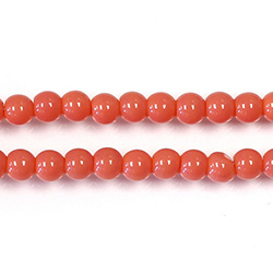 Pressed Glass Bead Smooth - Round 04MM CORAL