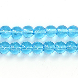 Pressed Glass Bead Smooth - Round 06MM AQUAMARINE