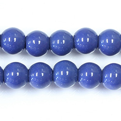 Pressed Glass Bead Smooth - Round 08MM LT NAVY BLUE