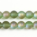 Pressed Glass Bead Smooth - Round 08MM MATTE PERIDOT HALF LUMI