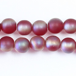 Pressed Glass Bead Smooth - Round 08MM MATTE RUBY HALF LUMI