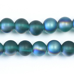 Pressed Glass Bead Smooth - Round 08MM MATTE ZIRCON HALF GREEN