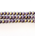 Pressed Glass Bead Smooth - Round 04MM DYED GOLD SPLASH PURPLE