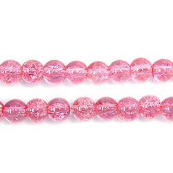Pressed Glass Bead Smooth - Round 06MM CRACKLE ROSE
