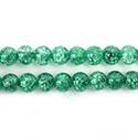 Pressed Glass Bead Smooth - Round 06MM CRACKLE EMERALD