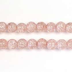 Pressed Glass Bead Smooth - Round 06MM CRACKLE ORANGE