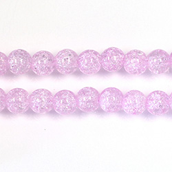 Pressed Glass Bead Smooth - Round 06MM CRACKLE PINK