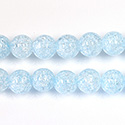 Pressed Glass Bead Smooth - Round 08MM CRACKLE AQUA