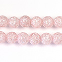 Pressed Glass Bead Smooth - Round 08MM CRACKLE ROSE