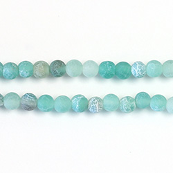 Pressed Glass Bead Smooth - Round 04MM MATTE CRACKLE EMERALD