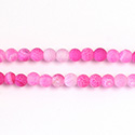 Pressed Glass Bead Smooth - Round 04MM MATTE CRACKLE HOT PINK