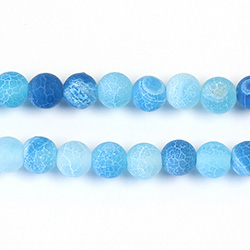 Pressed Glass Bead Smooth - Round 06MM MATTE CRACKLE AQUA