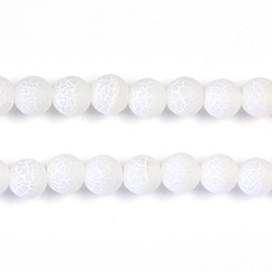 Pressed Glass Bead Smooth - Round 06MM MATTE CRACKLE WHITE
