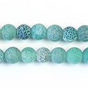 Pressed Glass Bead Smooth - Round 08MM MATTE CRACKLE EMERALD