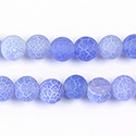 Pressed Glass Bead Smooth - Round 08MM MATTE CRACKLE LT BLUE