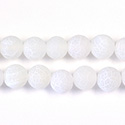 Pressed Glass Bead Smooth - Round 08MM MATTE CRACKLE WHITE