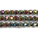 Glass Center Cut Bead 08MM MATT CARNIVAL coat with Shiny Faceted Center