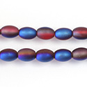 Pressed Glass Bead Smooth - Oval 07x5MM MATTE RUBY HALF BLUE COAT