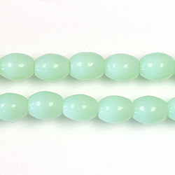 Pressed Glass Bead Smooth - Oval 08x6MM OPAL GREEN