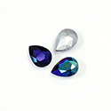Cut Crystal Point Back Fancy Stone Unfoiled - Pear 14x10MM JET AB