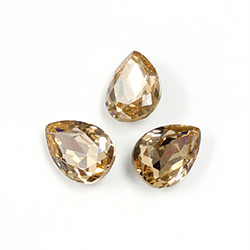 Cut Crystal Point Back Fancy Stone Foiled - Pear 14x10MM LT PEACH