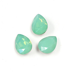 Cut Crystal Point Back Fancy Stone Foiled - Pear 14x10MM OPAL GREEN