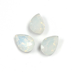 Cut Crystal Point Back Fancy Stone Foiled - Pear 14x10MM OPAL WHITE