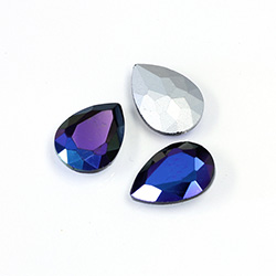 Cut Crystal Point Back Fancy Stone Unfoiled - Pear 18x13MM JET AB