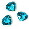 Crystal Point Back Fancy Stone Foiled - Wide Pear 15.5x14MM DARK AQUAMARINE