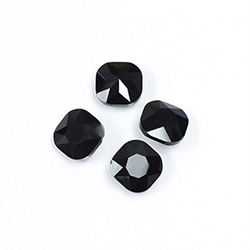Cut Crystal Point Back Fancy Stone Unfoiled - Square Antique 12MM JET