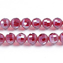 Chinese Cut Crystal Bead Rich Cut - Round 06MM 1/2 Matte RUBY LUMI