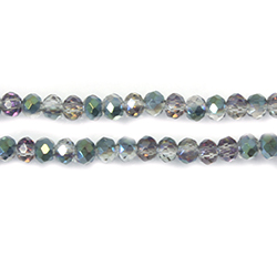 Chinese Cut Crystal Bead - Rondelle 02x3MM CRYSTAL 1/2 GREEN METALLIC Coat