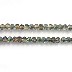Chinese Cut Crystal Bead - Rondelle 02x3MM FERN 1/2 GREEN METALLIC Coat