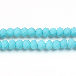 Chinese Cut Crystal Bead - Rondelle 03x4MM POWDER COAT TURQUOISE